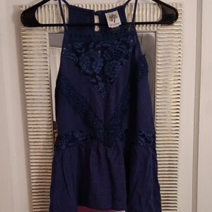 Blue Lace Sleeveless Top